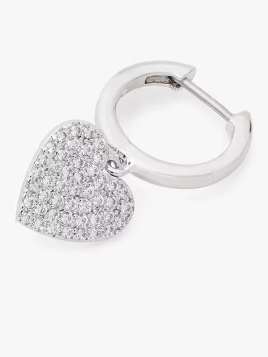 Yours Truly Pave Heart Drop Earrings - Picture 3 of 3